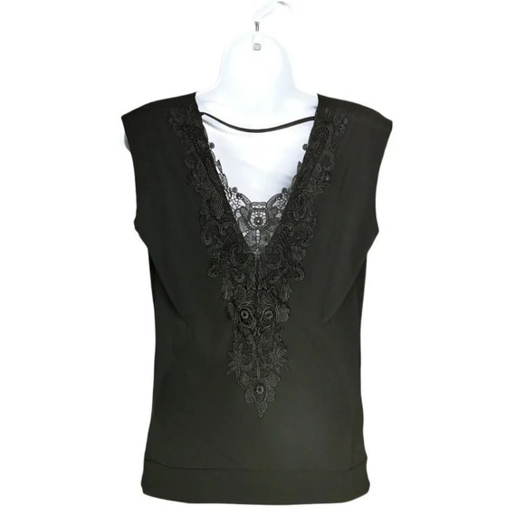 Reitmans  Black Top With Cowl Neckline Lace Back S - Picture 6 of 8